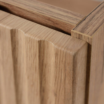 Flow 1 Door Fluted Bathroom Vanity Cabinet with Worktop 40cm - Gold Craft Oak