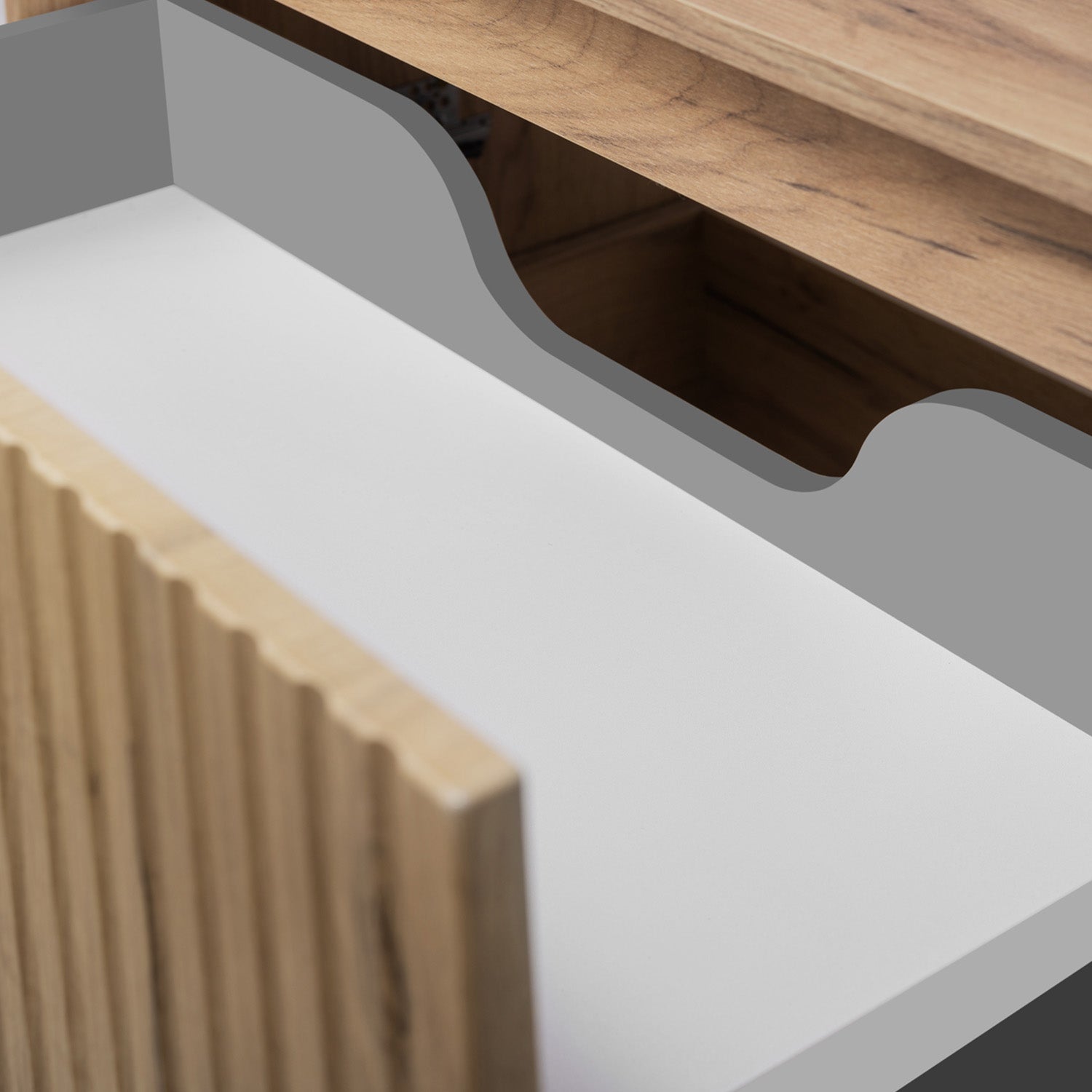 Flow 2 Drawer Bathroom Vanity Cabinet 60cm - Gold Craft Oak