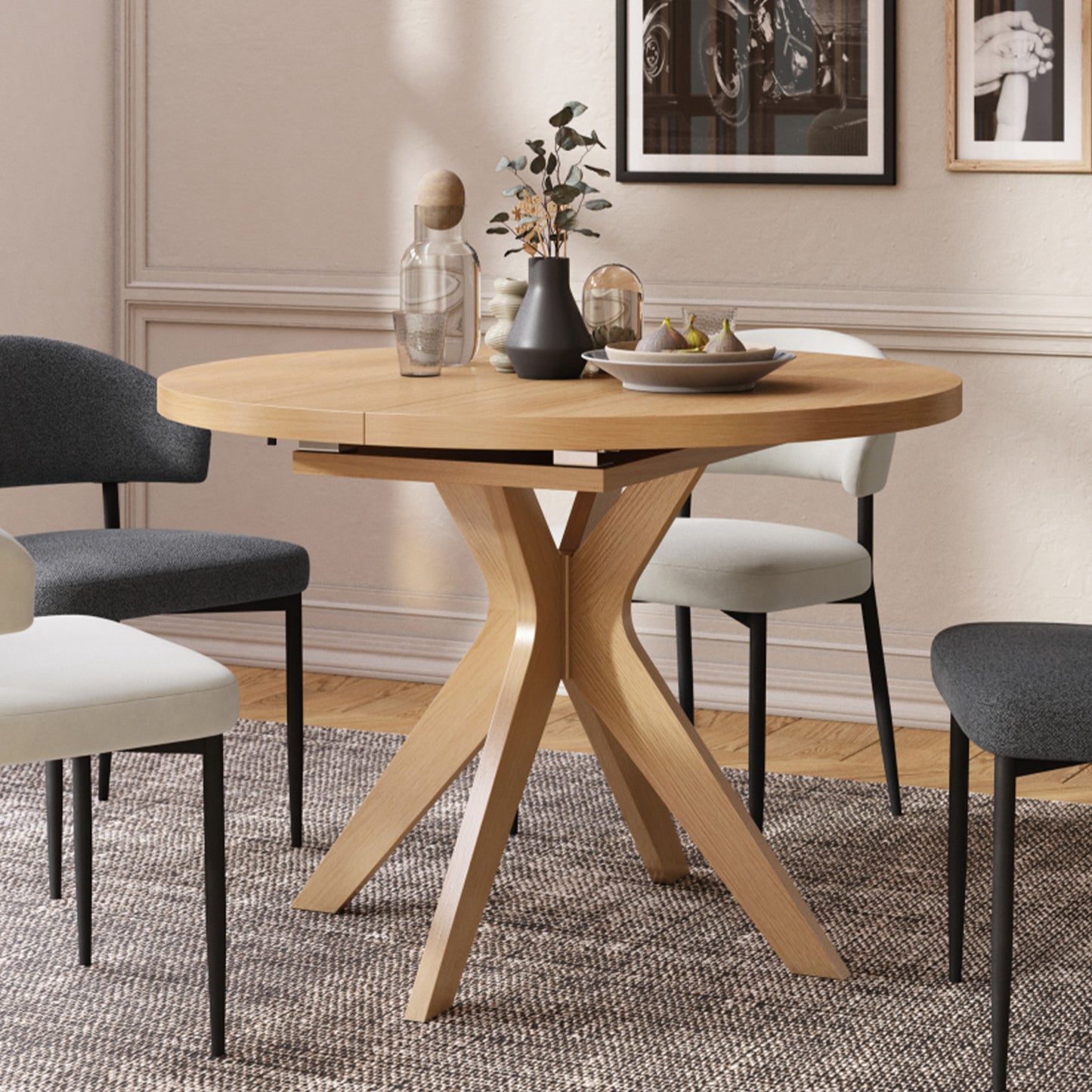 Renzo Extending Modern Dining Table – Narciso Oak