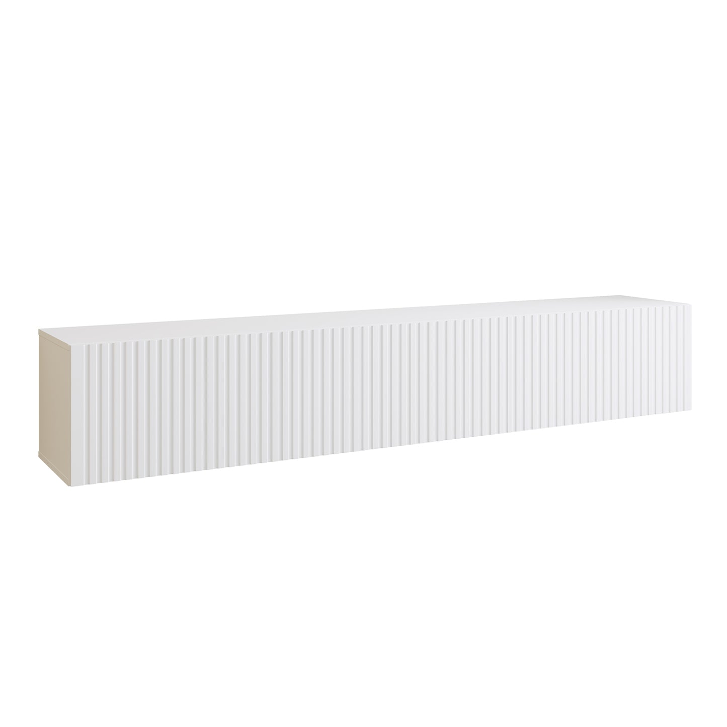Joyce Wall Mounted TV Unit Modern Fluted Matt Finish 200cm - White Matt