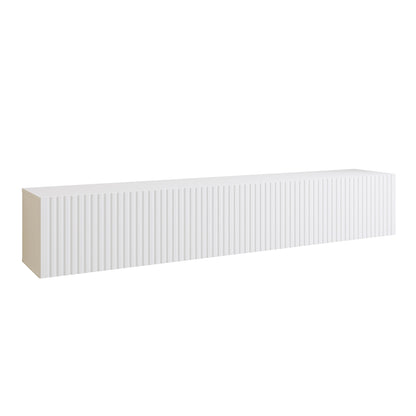 Joyce Wall Mounted TV Unit Modern Fluted Matt Finish 200cm - White Matt