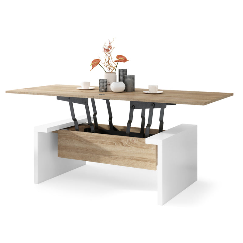 Soffie 2 in 1 Extending Coffee / Dining Table 100-170cm - Sonoma Oak / White