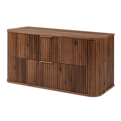 Elegance Glamour Style 2 Drawer Bathroom Vanity Cabinet 100cm - Walnut