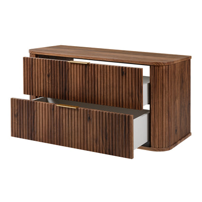 Elegance Glamour Style 2 Drawer Bathroom Vanity Cabinet 100cm - Walnut