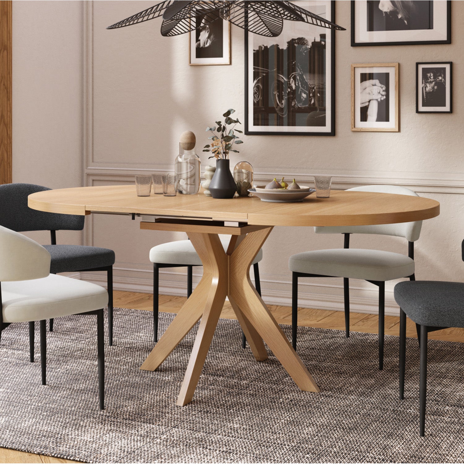 Renzo Extending Modern Dining Table – Narciso Oak