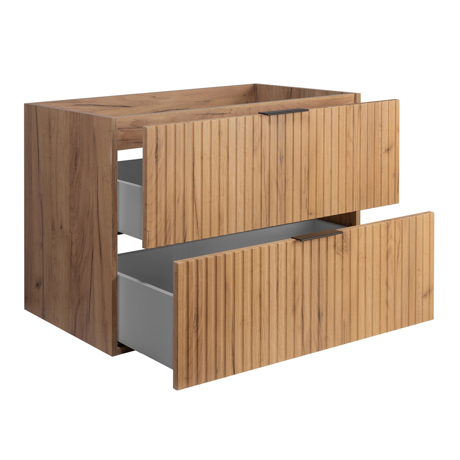 Flow 2 Drawer Bathroom Vanity Cabinet 80cm - Gold Craft Oak