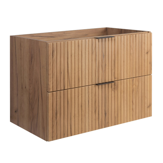 Flow 2 Drawer Bathroom Vanity Cabinet 80cm - Gold Craft Oak