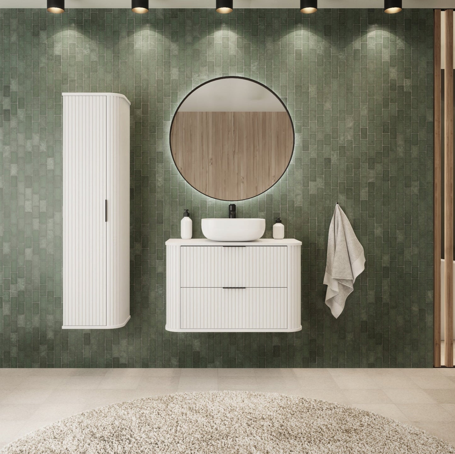 Elegance Glamour Style 2 Drawer Bathroom Wall Vanity Cabinet 60cm - White