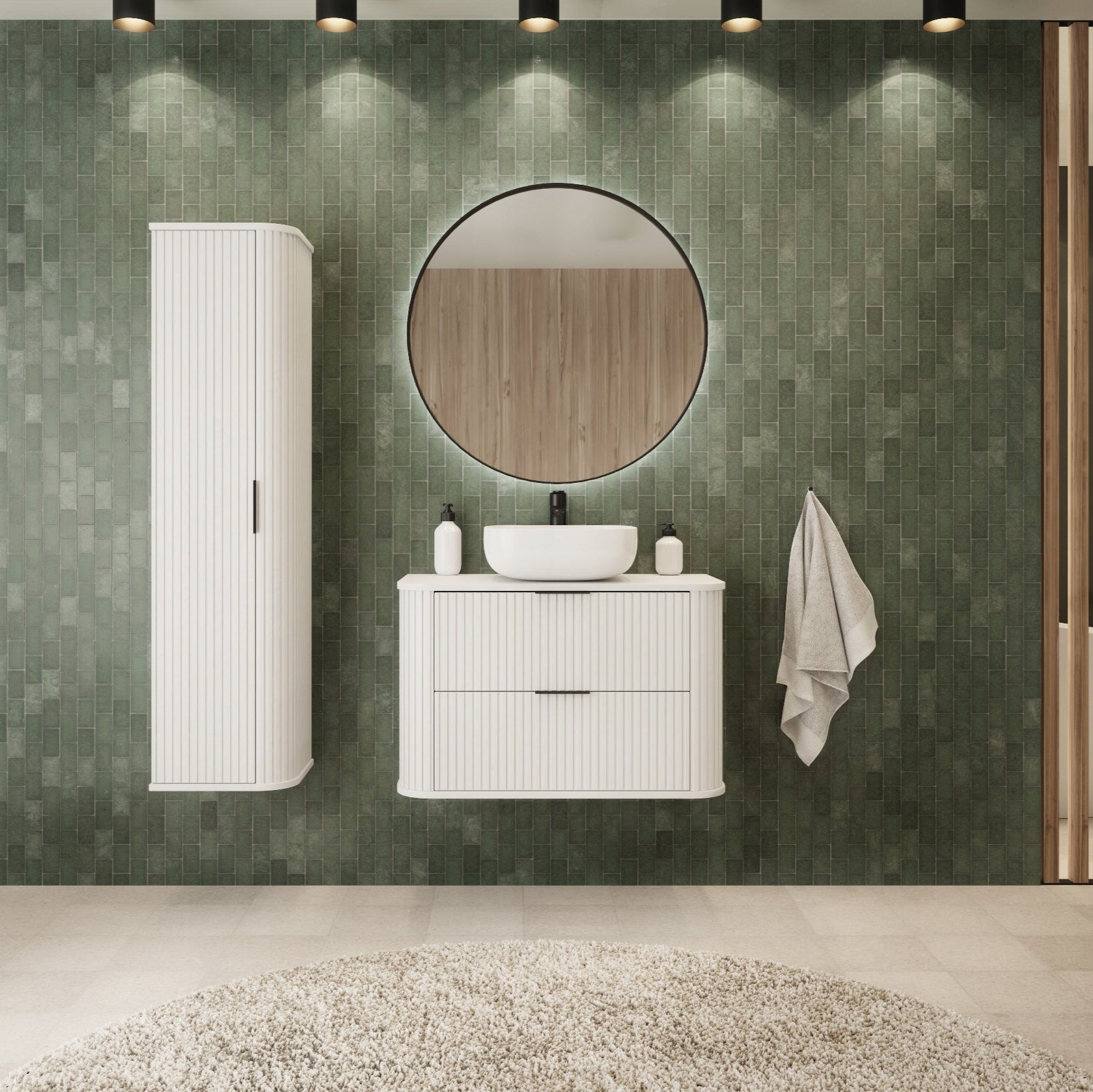 Elegance Glamour Style 2 Drawer Bathroom Wall Vanity Cabinet 60cm - White