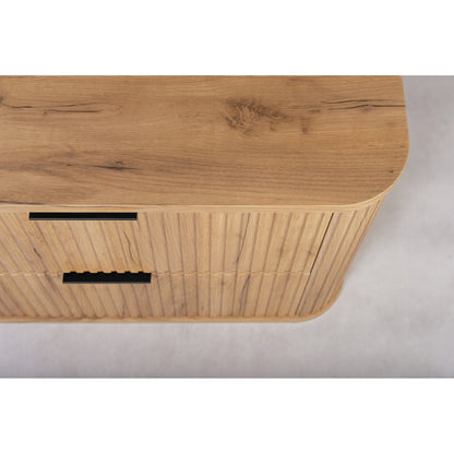 Elegance Glamour Style 2 Drawer Bathroom Wall Cabinet 100cm - Gold Craft Oak