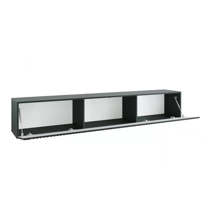 Joyce Wall Mounted TV Unit Modern Fluted Gloss Finish 200cm - Black Gloss