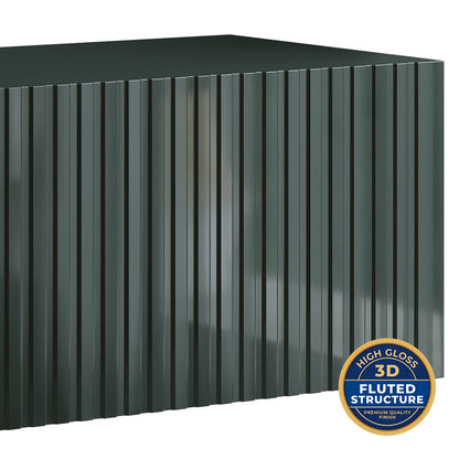 Joyce Wall Mounted TV Unit Modern Fluted Gloss Finish 200cm - Black Gloss