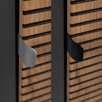 Loft Modern Style Ribbed Door Tall Bathroom Cabinet - Gold Craft Oak