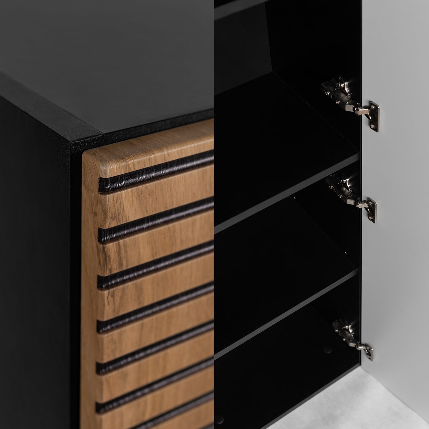 Loft Modern Style Ribbed Door Tall Bathroom Cabinet - Gold Craft Oak