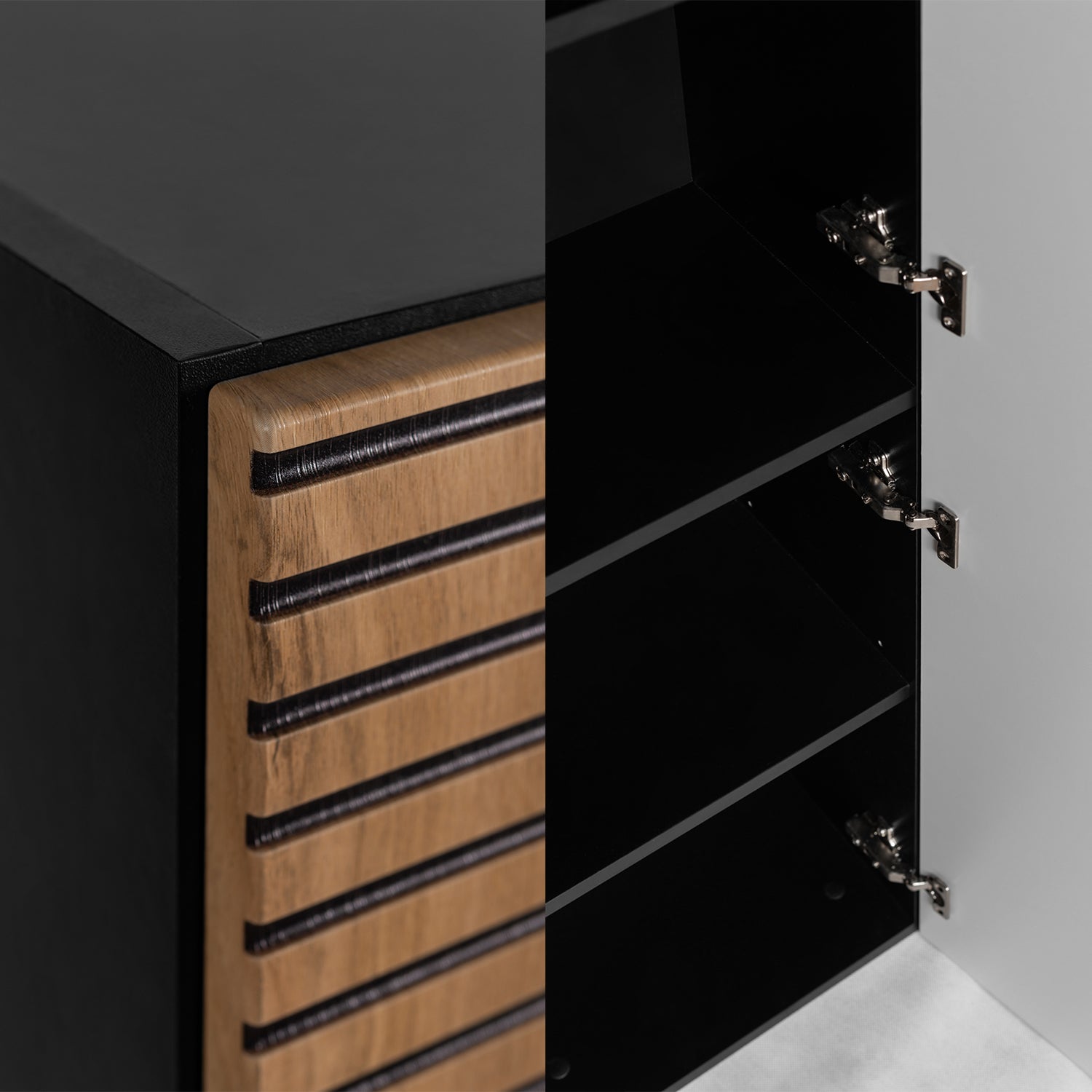 Loft Modern Style Ribbed Door Tall Bathroom Cabinet - Gold Craft Oak