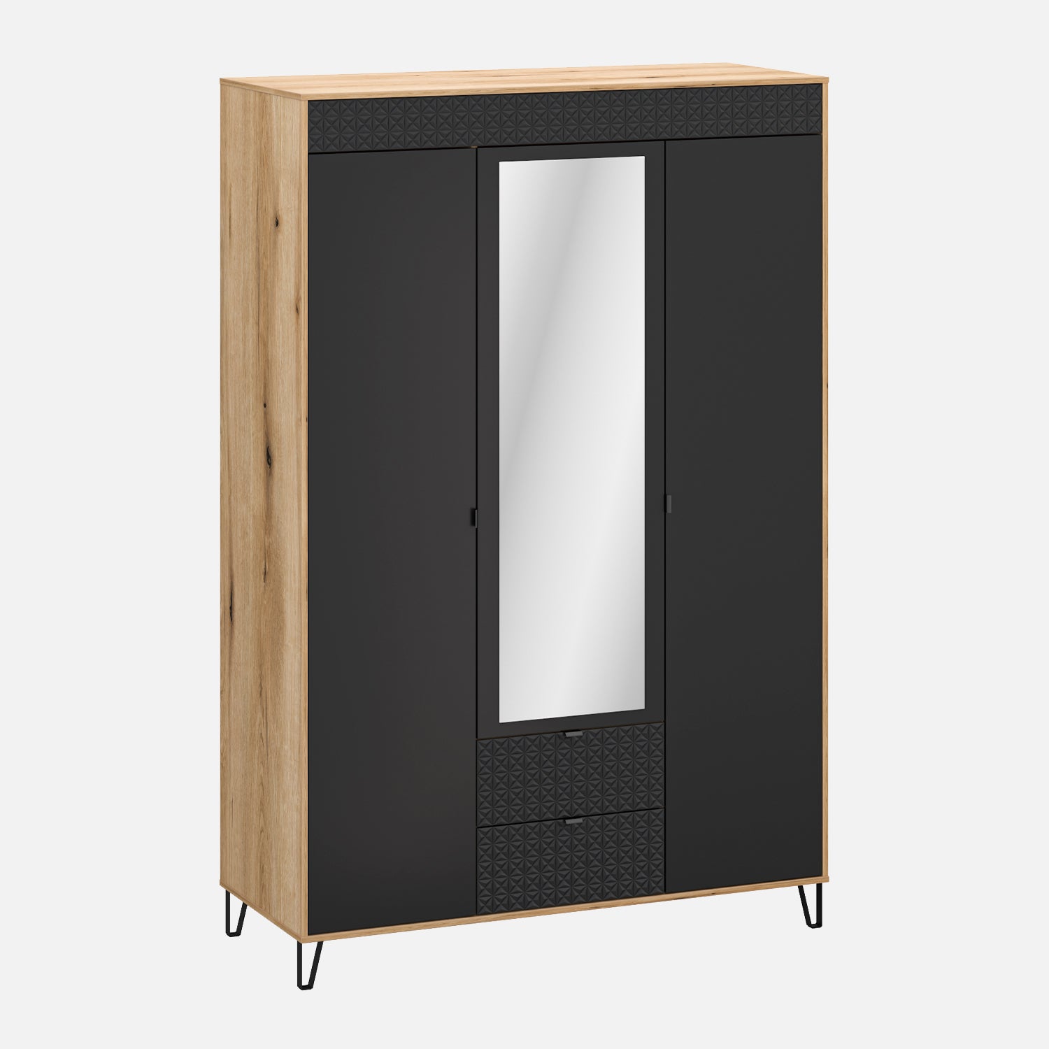 Bellano 3 Door 2 Drawers Wardrobe with Mirror