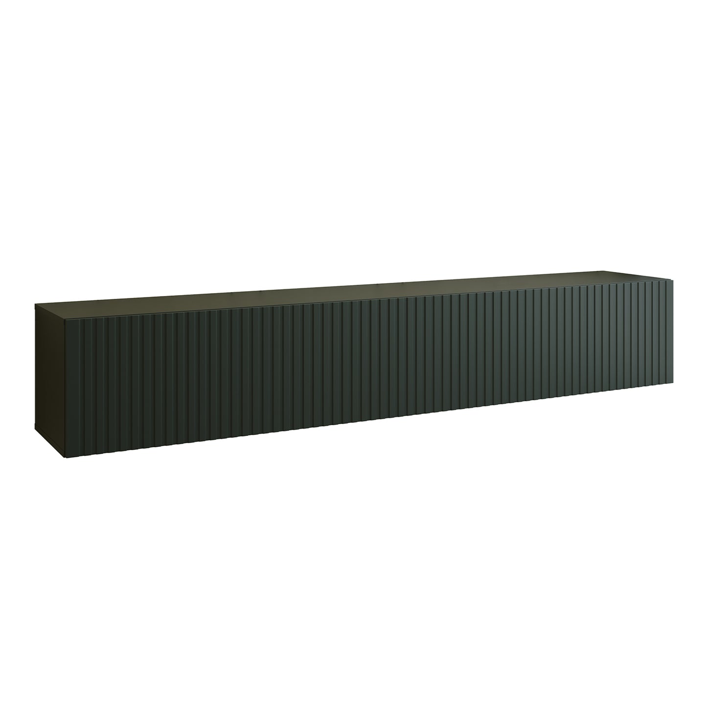 Joyce Wall Mounted TV Unit Modern Fluted Matt Finish 200cm - Black Matt