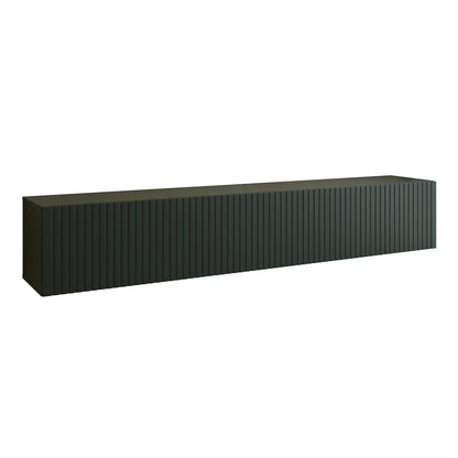 Joyce Wall Mounted TV Unit Modern Fluted Matt Finish 200cm - Black Matt