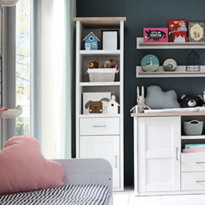 Loca Bookcase 60cm with 1 Door, Drawer and 3 Shelves - Sibiu Larch / Dark Sonoma Oak