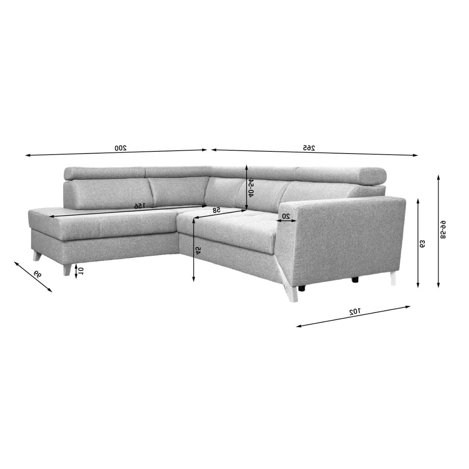 Salsa Corner Sofa Bed with Storage-Grey