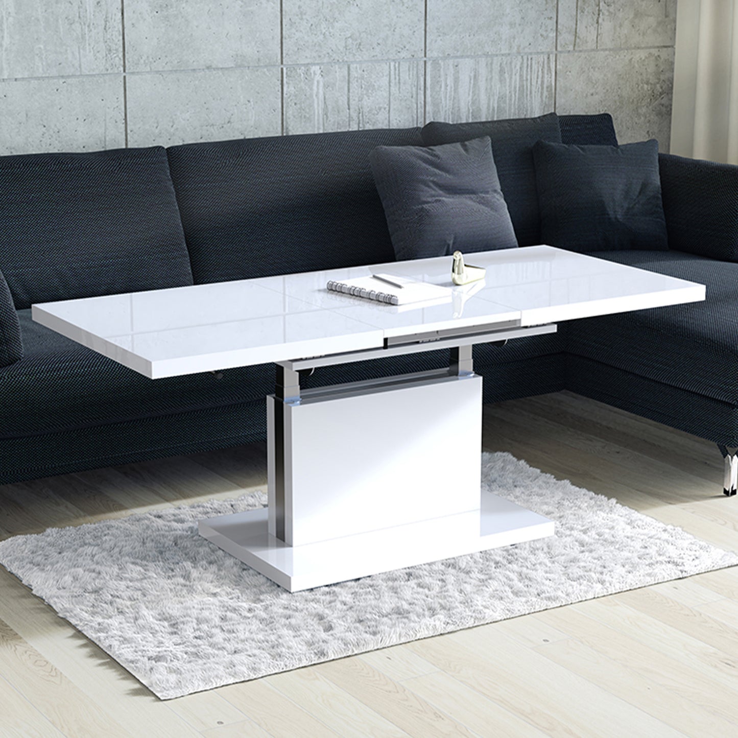 Astrid 70 - 2 in 1 Extending Coffee / Dining Table - White Gloss