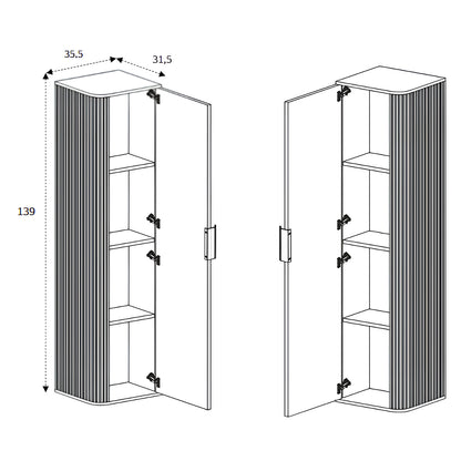 Elegance Glamour Style Tall Bathroom Wall Cabinet - Walnut