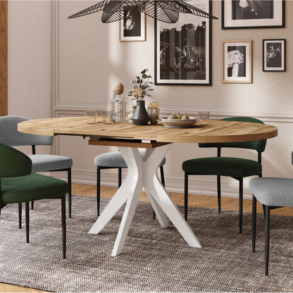 Renzo Extending Modern Dining Table – Wotan Oak / White Matt