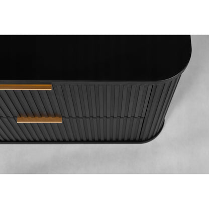 Elegance Glamour Style 2 Drawer Bathroom Wall Cabinet 100cm - Black