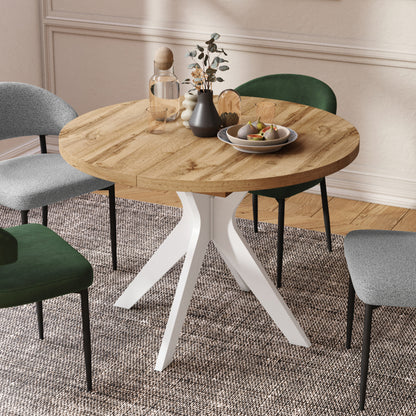 Renzo Extending Modern Dining Table – Wotan Oak / White Matt