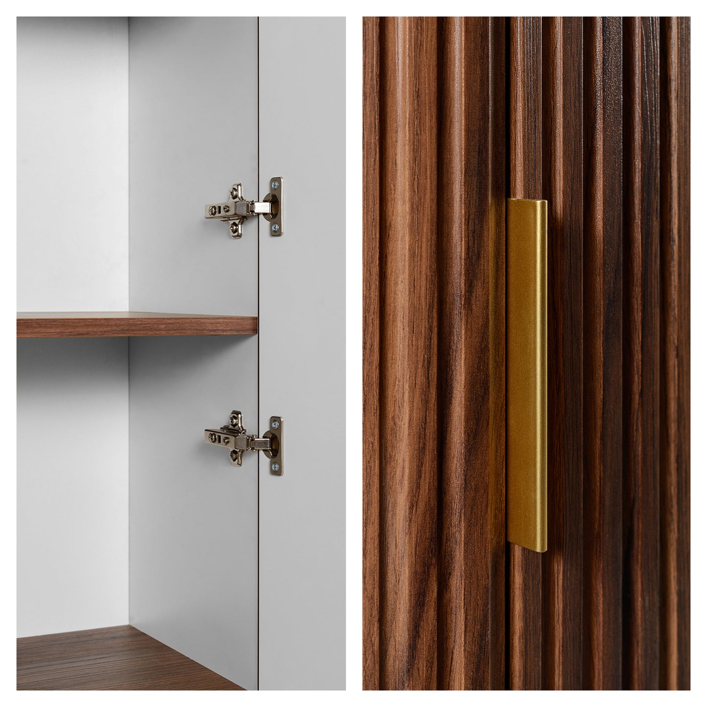 Elegance Glamour Style Tall Bathroom Wall Cabinet - Walnut