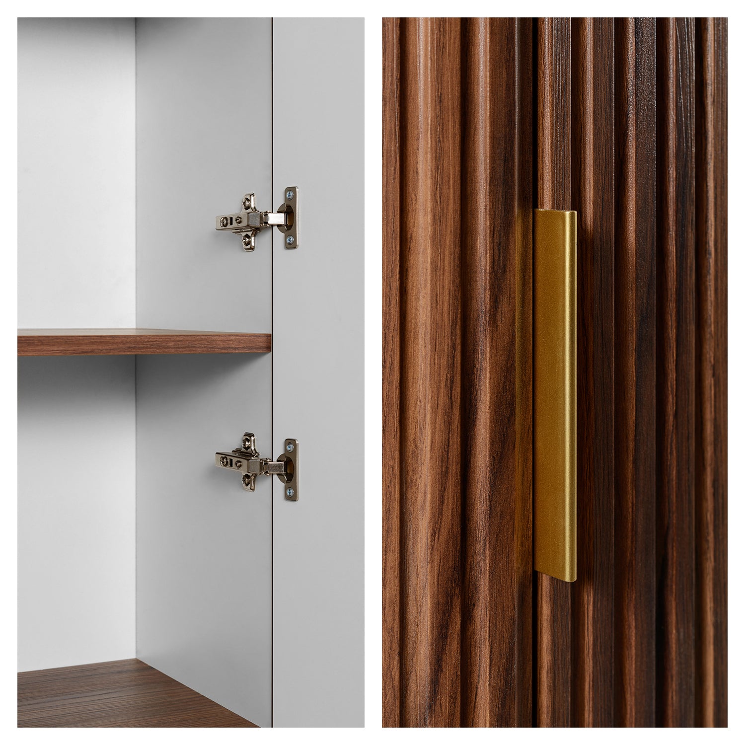 Elegance Glamour Style Tall Bathroom Wall Cabinet - Walnut