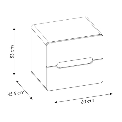 Aruba Modern Wall-Mounted 60 cm Bathroom Vanity Unit with Basin - White / Oak Craft