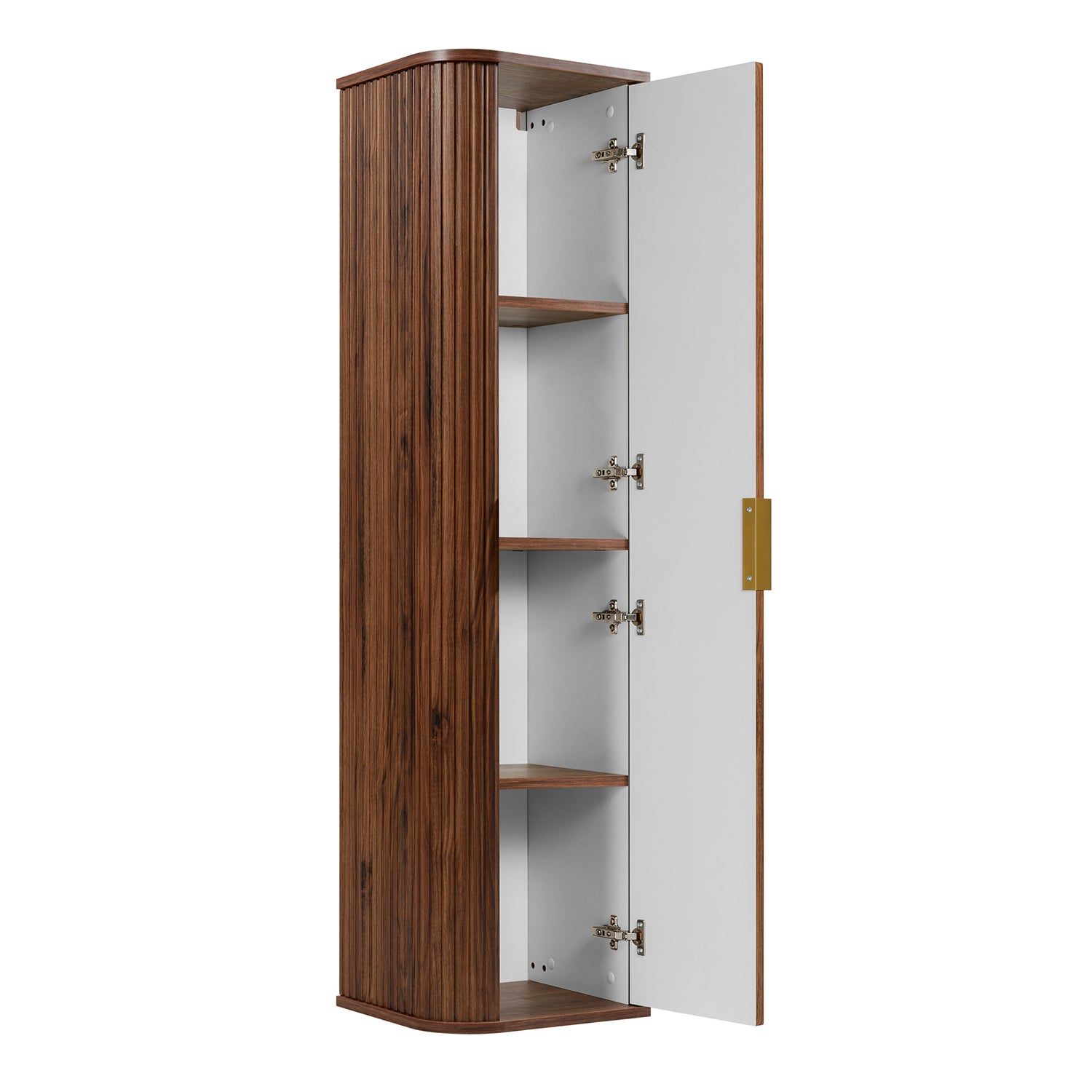 Elegance Glamour Style Tall Bathroom Wall Cabinet - Walnut