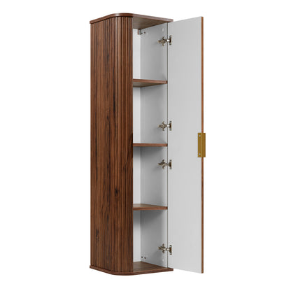 Elegance Glamour Style Tall Bathroom Wall Cabinet - Walnut