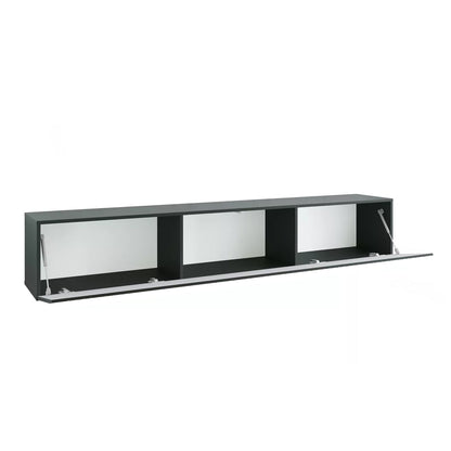Joyce Wall Mounted TV Unit Modern Plain Gloss Finish 200cm - Black Gloss