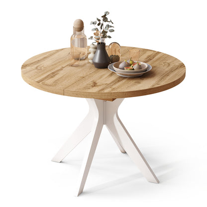 Renzo Extending Modern Dining Table – Wotan Oak / White Matt