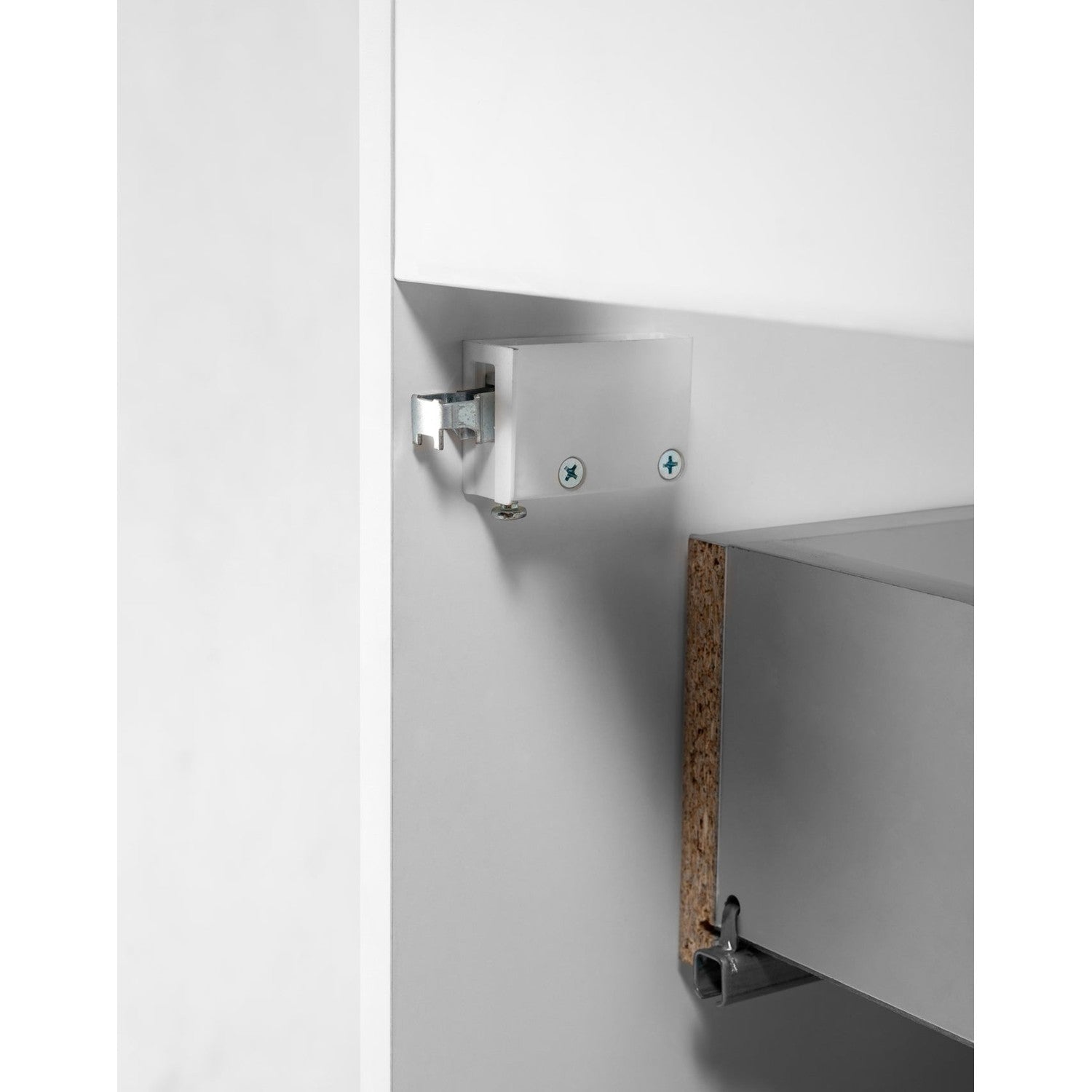 Flow Wall-Mounted 2 Drawer Bathroom Vanity Cabinet with Worktop 80cm - White / Gold Craft Oak