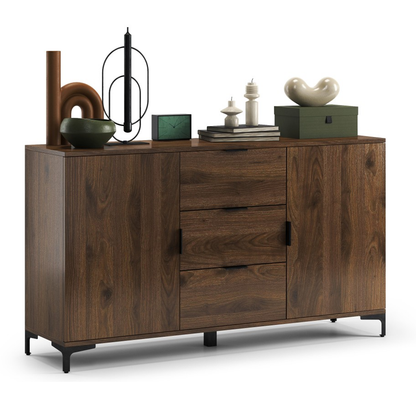Lana Modern Storage Sideboard with Cabinets and Drawers - Elegant Walnut