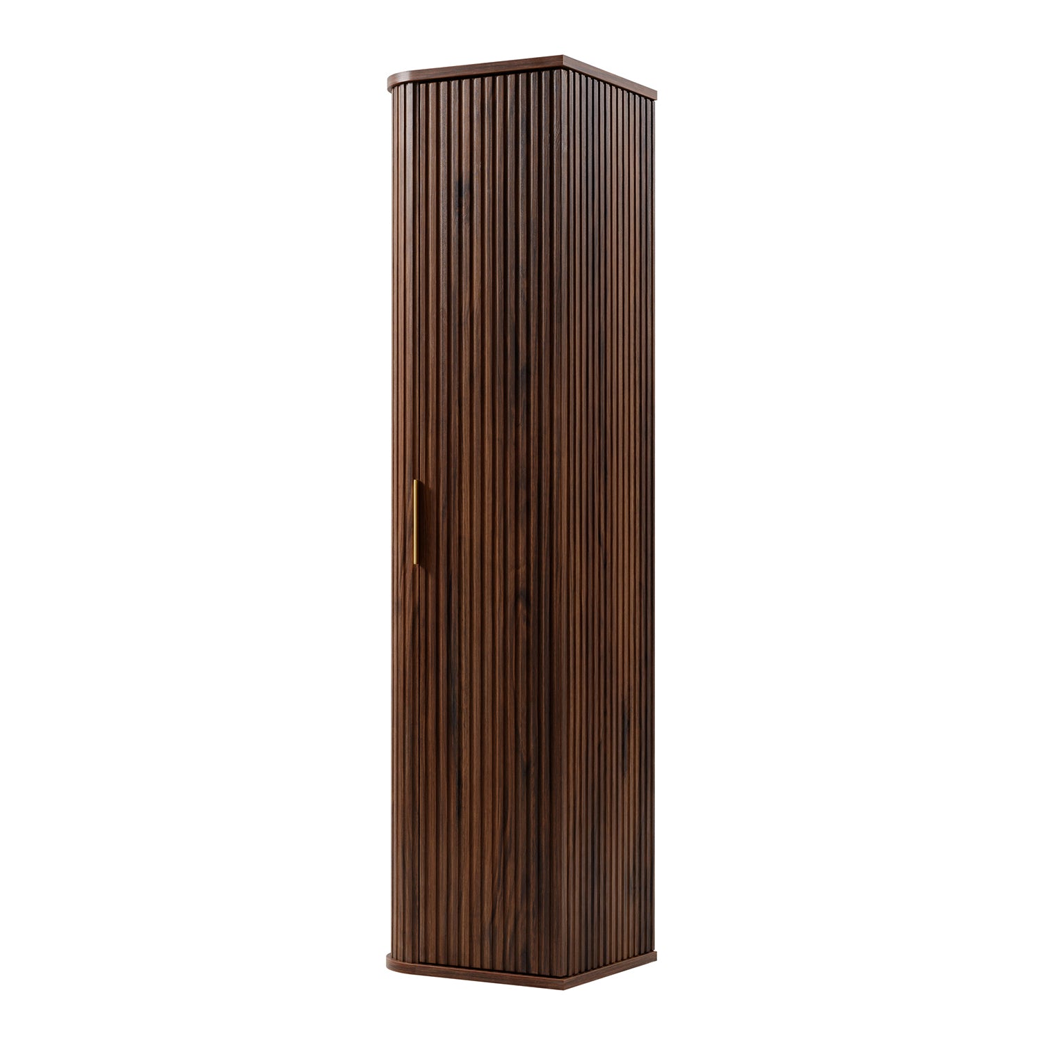 Elegance Glamour Style Tall Bathroom Wall Cabinet - Walnut
