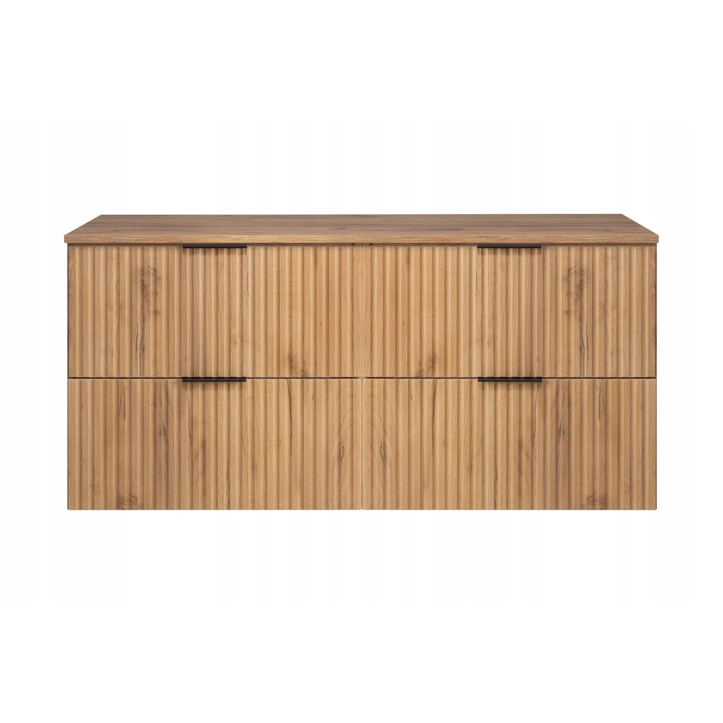 Flow 2 Drawer Bathroom Vanity Cabinet with Worktop 120cm - Gold Craft Oak