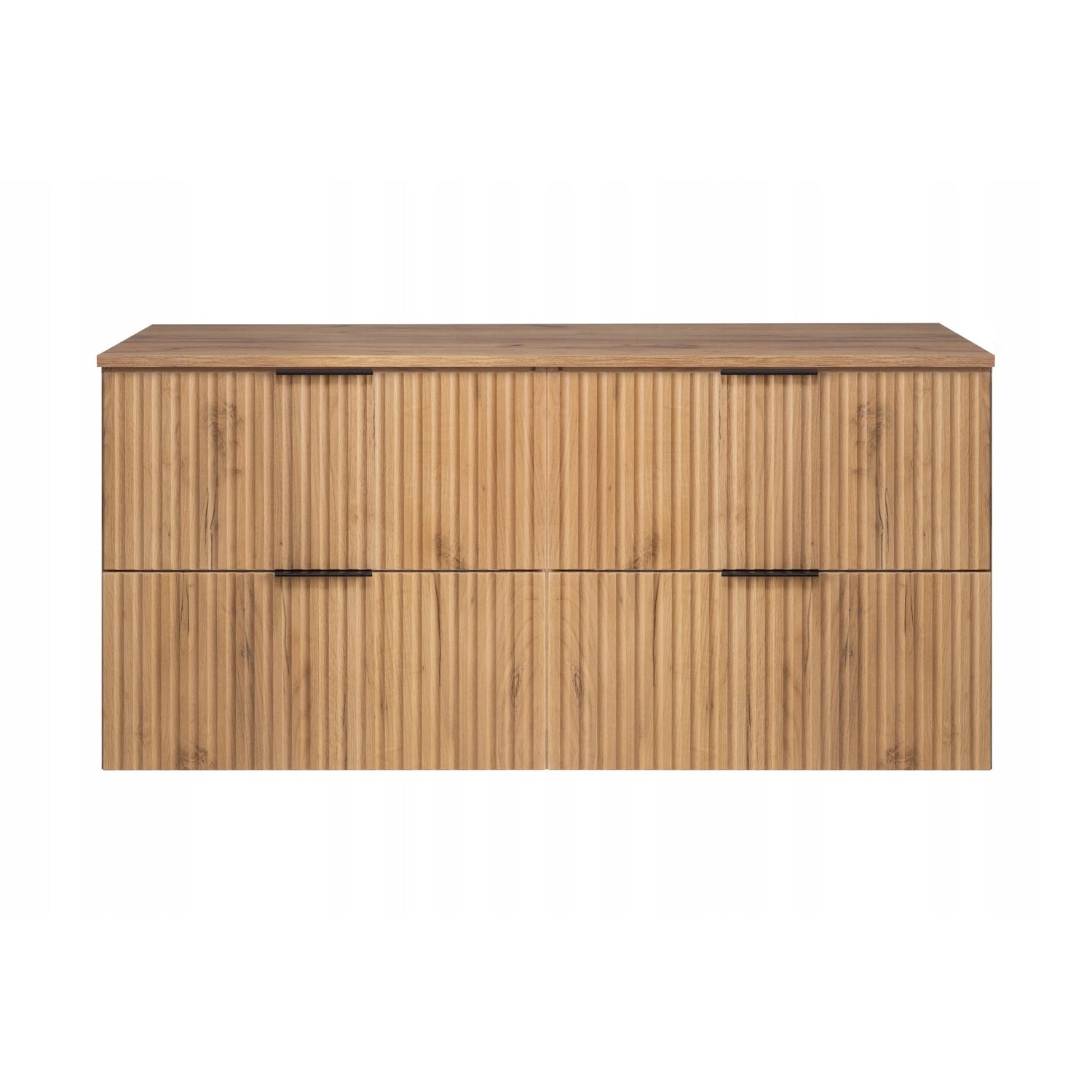 Flow 2 Drawer Bathroom Vanity Cabinet with Worktop 120cm - Gold Craft Oak