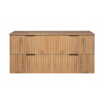 Flow 2 Drawer Bathroom Vanity Cabinet with Worktop 120cm - Gold Craft Oak