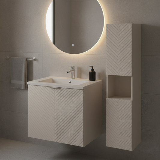 Viva Bathroom Set Cabinet 60cm with Basin and Tall Unit - Cashmere