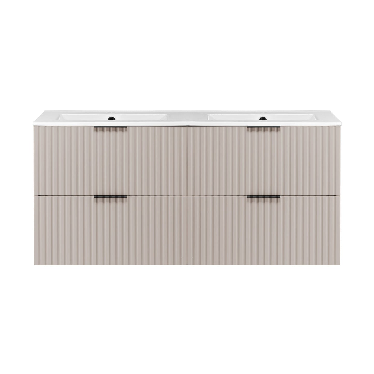 Flow Set of 2 Bathroom Vanity Cabinets 120cm with Two Basins - Cashmere