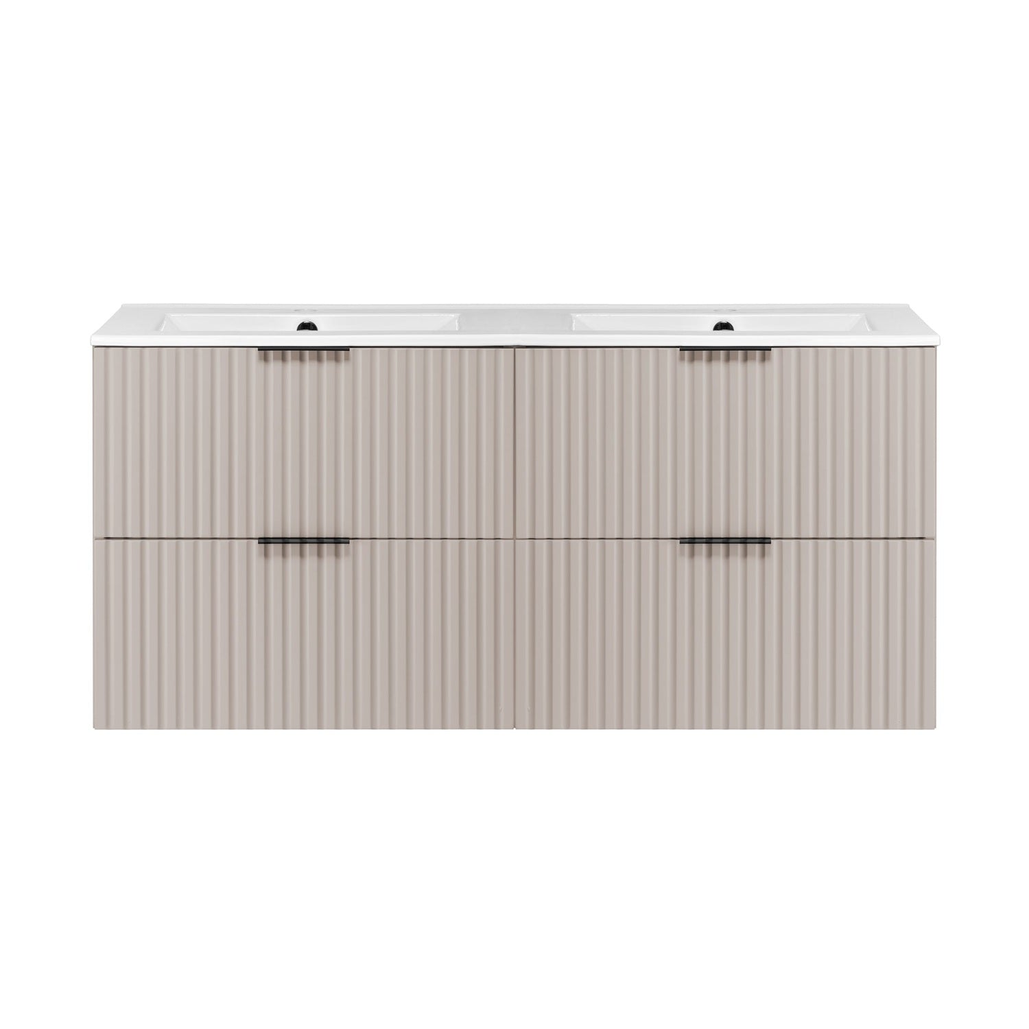 Flow Set of 2 Bathroom Vanity Cabinets 120cm with Two Basins - Cashmere