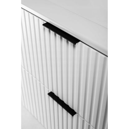 Flow Wall-Mounted 2 Drawer Bathroom Vanity Cabinet with Worktop 80cm - White / Gold Craft Oak