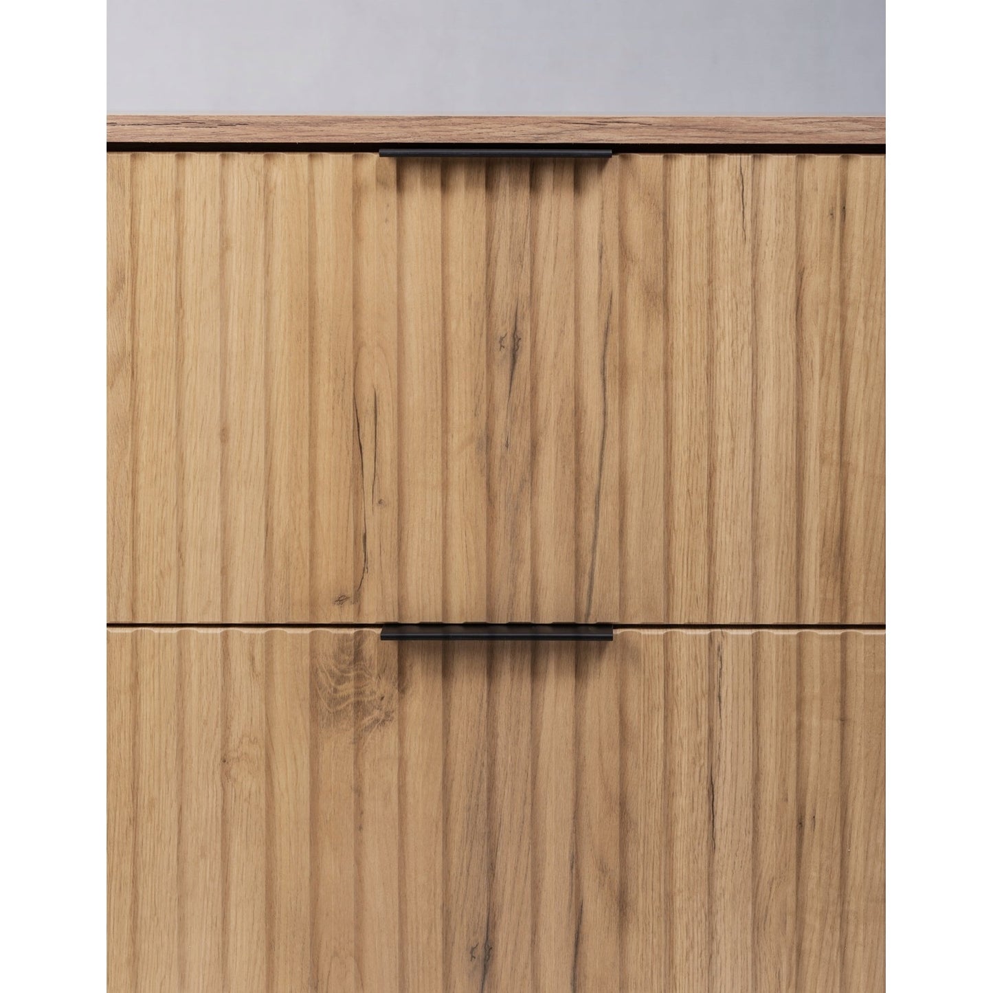 Flow Wall-Mounted 2 Drawer Bathroom Vanity Cabinet with Worktop 80cm - Gold Craft Oak