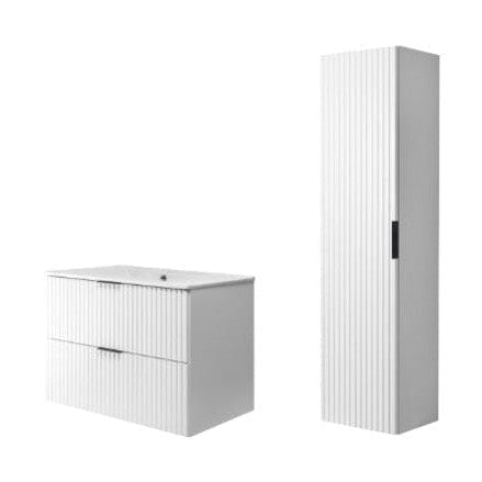 Flow Wall-Mounted 2 Bathroom Vanity Cabinets Set with Basin 80cm - White