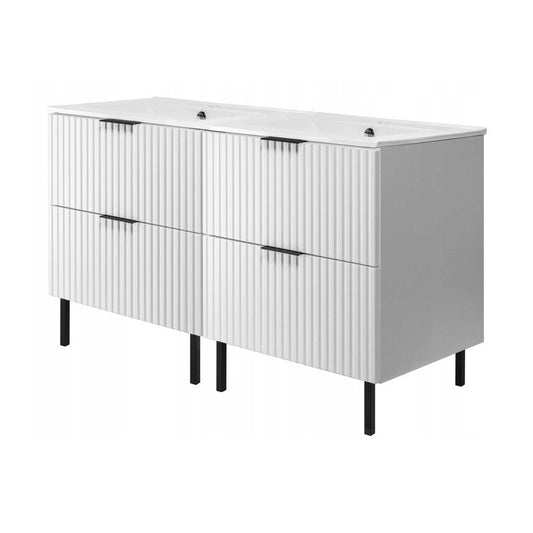 Flow Bathroom Set of 2 Standing Vanity Cabinets with Basin 120cm - White