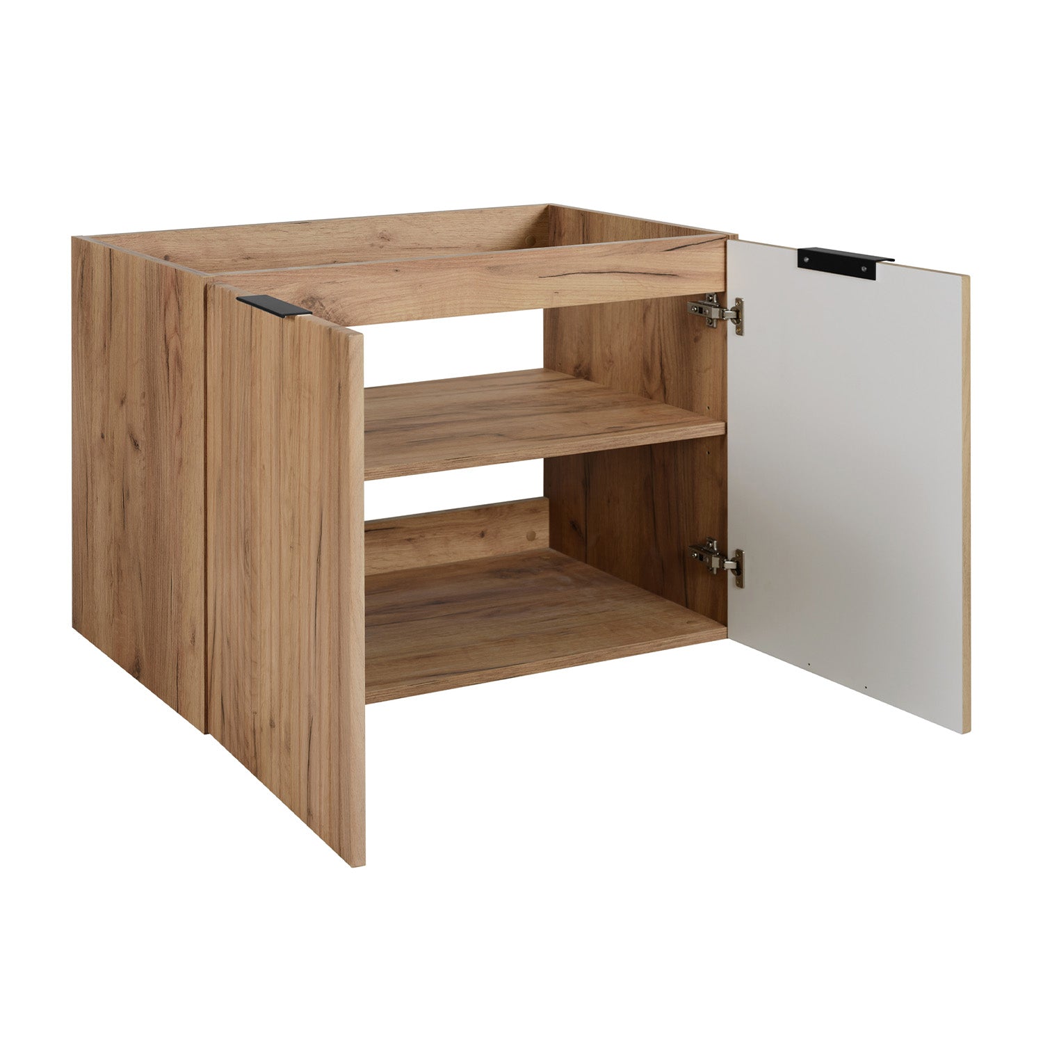 Flow 2 Door Bathroom Vanity Cabinet 80cm with 2 Shelves - Gold Craft Oak